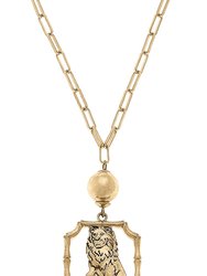 Amanda Lion Pendant Necklace - Worn Gold