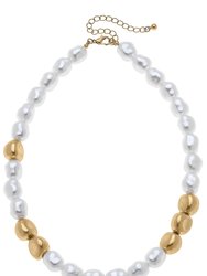 Amber Baroque Pearl & Ball Bead Necklace - Ivory