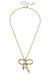 Amy Bow & Pearl Pendant Necklace In Worn Gold