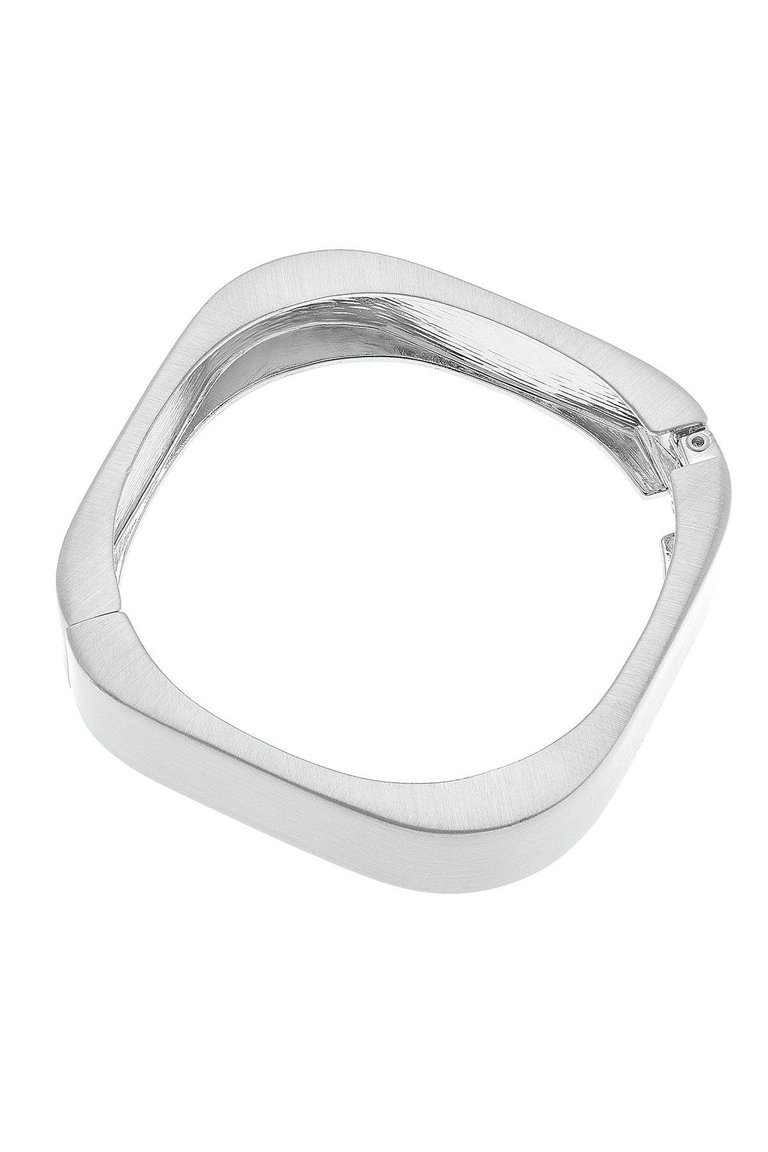 Anastasia Square Hinge Bangle in Satin Silver - Silver