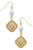 Andee Pearl & Quilted Metal Diamond Drop Earrings In Worn Gold - Worn Gold