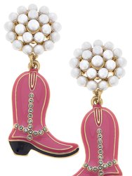 AP Style Cowboy Boot Earrings In Pink - Pink