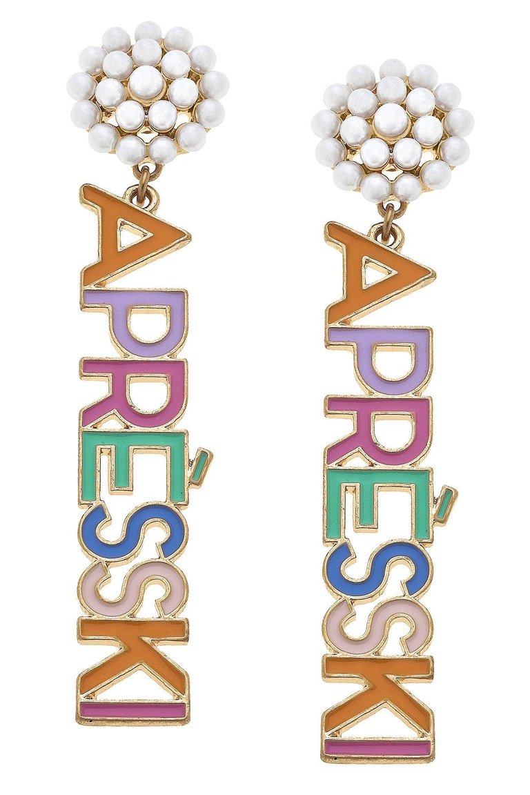 Après Ski Pearl Cluster Enamel Earrings - Multi