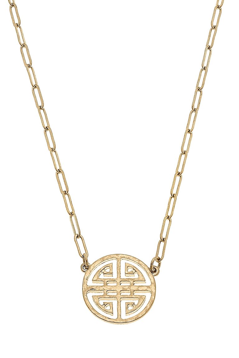 Aria Greek Keys Necklace - Worn Gold