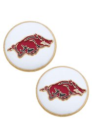 Arkansas Razorbacks Enamel Disc Stud Earrings - White