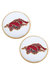 Arkansas Razorbacks Enamel Disc Stud Earrings - White