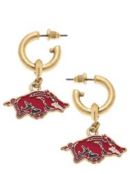 Arkansas Razorbacks Enamel Drop Hoop Earrings - Cardinal