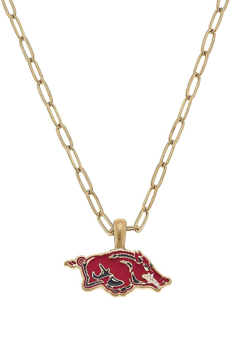 Arkansas Razorbacks Enamel Pendant Necklace - Cardinal