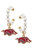 Arkansas Razorbacks Pearl Hoop Enamel Drop Earrings - Cardinal
