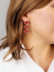 Arkansas Razorbacks Triple Drop Enamel Earrings