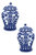 Aubree Enamel Pagoda Ginger Jar Stud Earrings In Blue & White - Blue & White