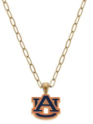 Auburn Tigers Enamel Pendant Necklace - Navy & Burnt Orange