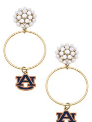 Auburn Tigers Pearl Cluster Enamel Hoop Earrings - Navy & Burnt Orange