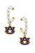 Auburn Tigers Pearl Hoop Enamel Drop Earrings - Navy & Burnt Orange