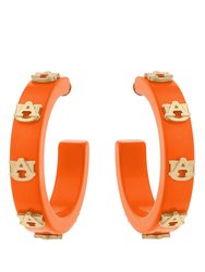 Auburn Tigers Resin Logo Hoop Earrings - Burnt Orange