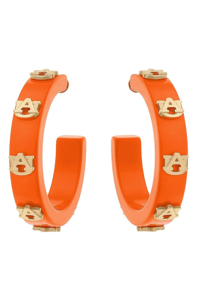 Auburn Tigers Resin Logo Hoop Earrings - Burnt Orange