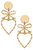 Avie Bamboo Heart & Bow Drop Earrings - Worn Gold