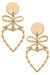 Avie Bamboo Heart & Bow Drop Earrings - Worn Gold