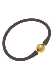 Bali 24K Gold Plated Ball Bead Silicone Bracelet In Chocolate Brown - Chocolate Brown