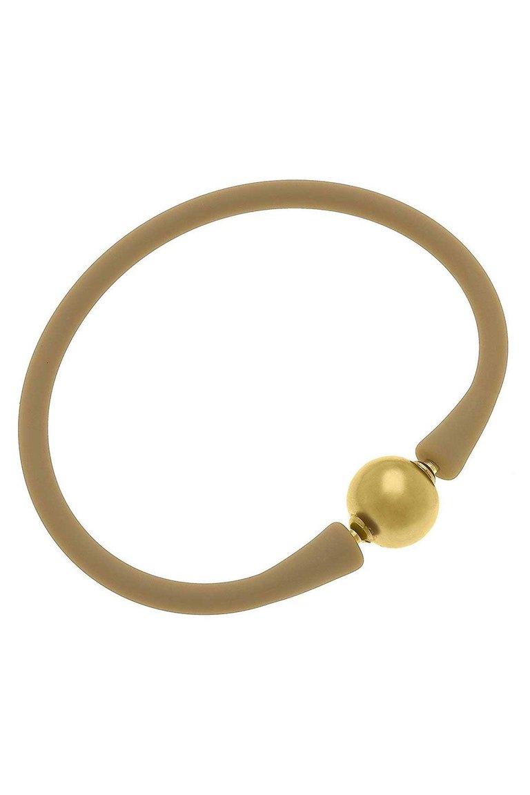 Bali 24K Gold Plated Ball Bead Silicone Bracelet In Cocoa - Cocoa