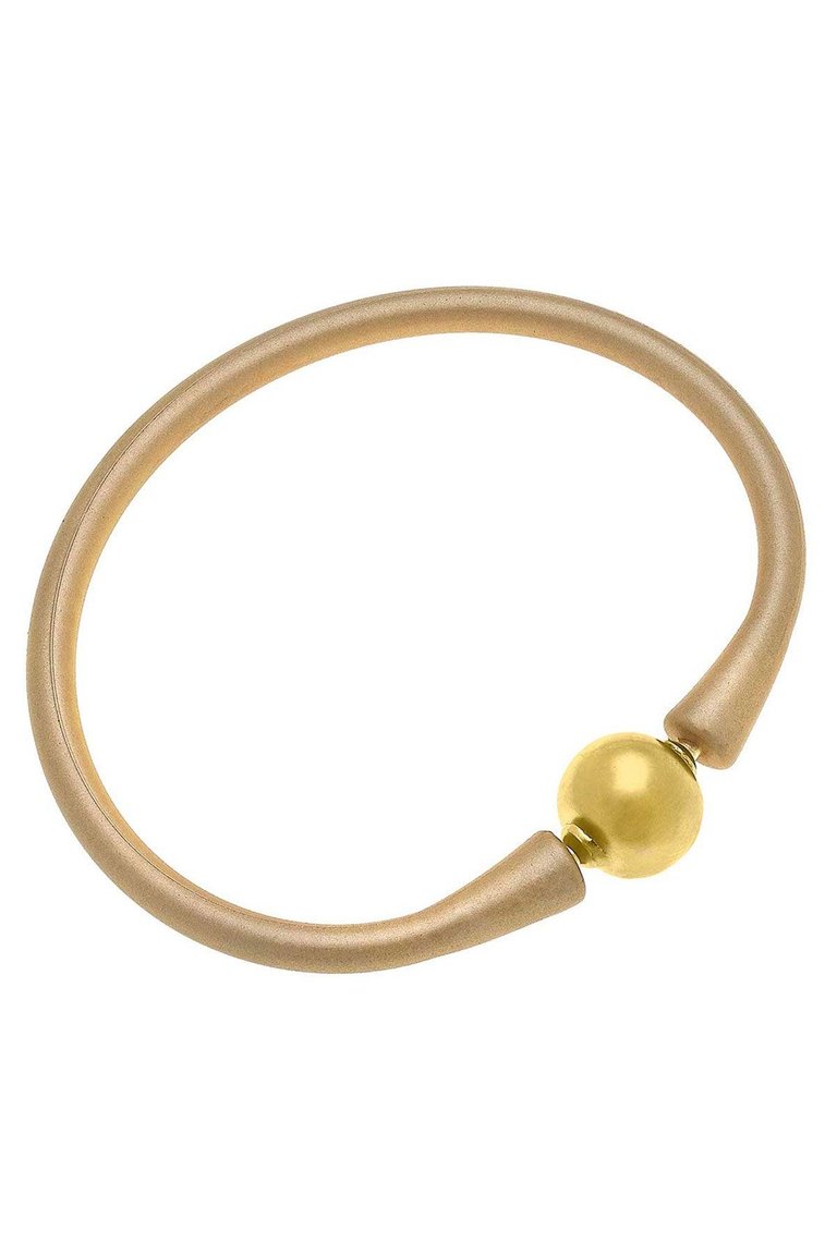 Bali 24K Gold Plated Ball Bead Silicone Bracelet In Metallic Gold - Metallic Gold