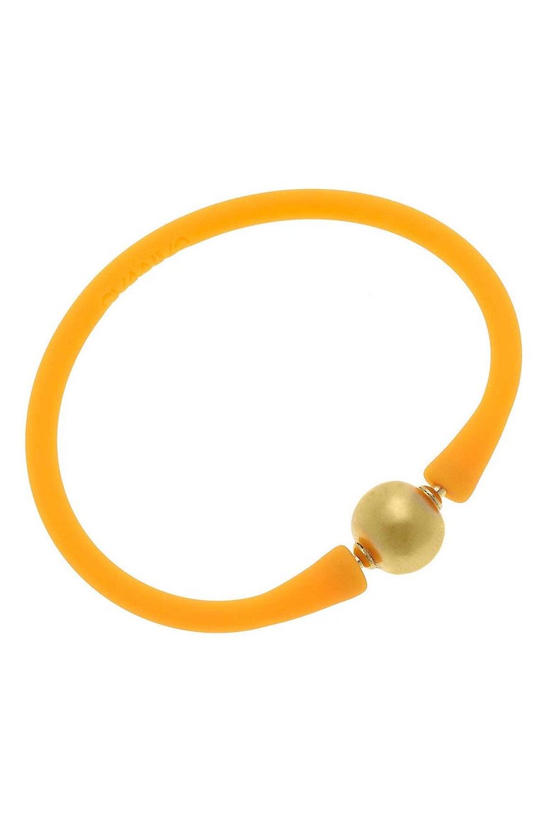 Bali 24K Gold Plated Ball Bead Silicone Bracelet In Neon Orange - Neon Orange