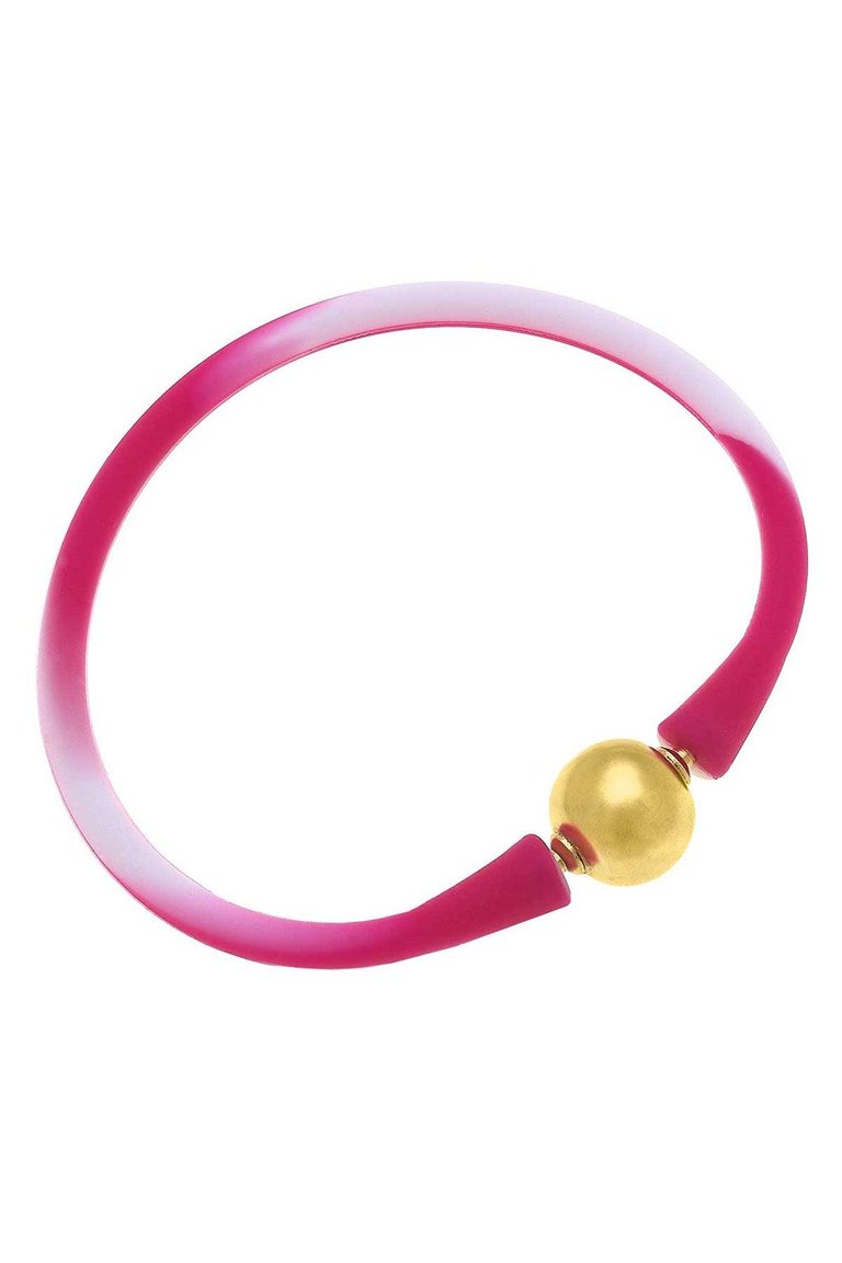 Bali 24K Gold Plated Ball Bead Silicone Bracelet In Tie-Dye Pink - Tie Dye Pink