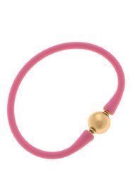 Bali 24K Gold Plated Ball Bead Silicone Children's Bracelet In Bubble Gum - Bubble Gum