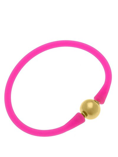 Canvas Style Bali 24K Gold Plated Ball Bead Silicone Children's Bracelet In Fuchsia product