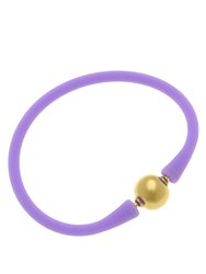 Bali 24K Gold Plated Ball Bead Silicone Children's Bracelet In Lavender - Lavender