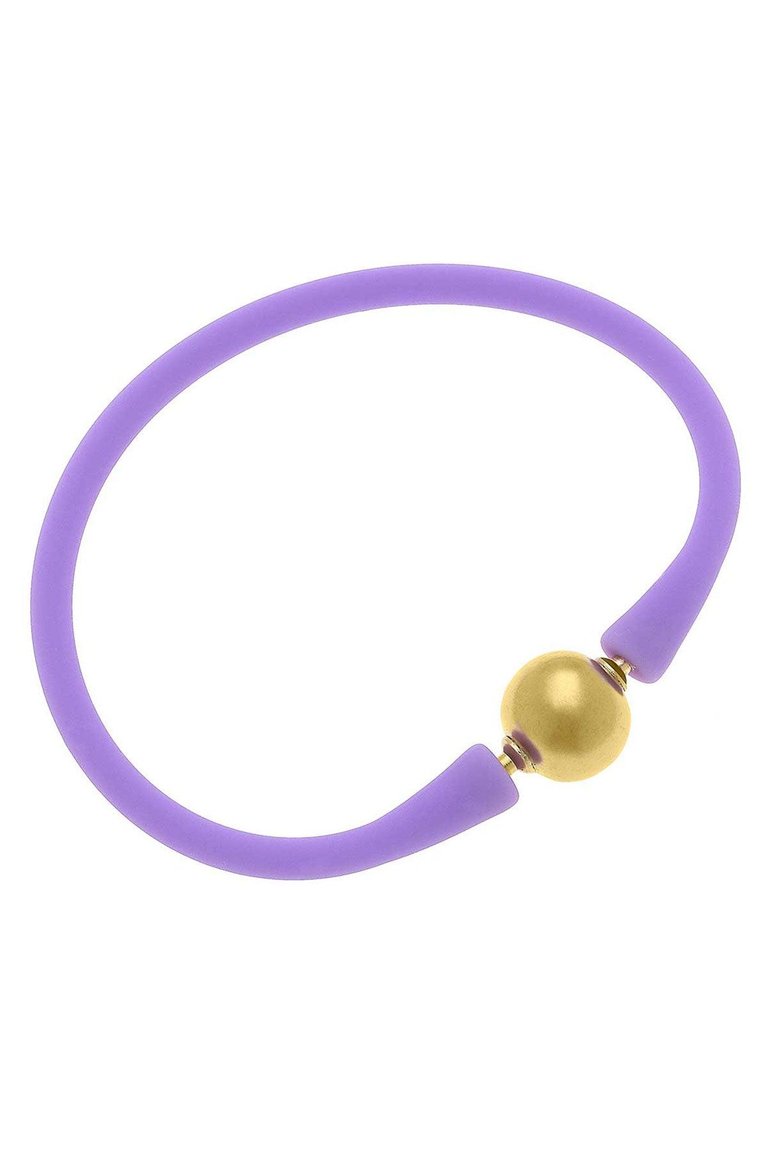 Bali 24K Gold Plated Ball Bead Silicone Children's Bracelet In Lavender - Lavender