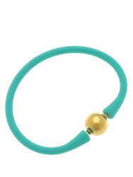 Bali 24K Gold Plated Ball Bead Silicone Children's Bracelet In Mint - Mint