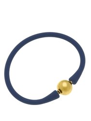 Bali 24K Gold Plated Ball Bead Silicone Children's Bracelet In Navy - Navy