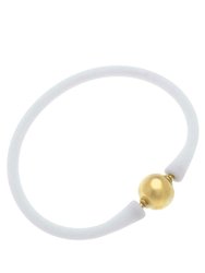 Bali 24K Gold Plated Ball Bead Silicone Children's Bracelet In White - White