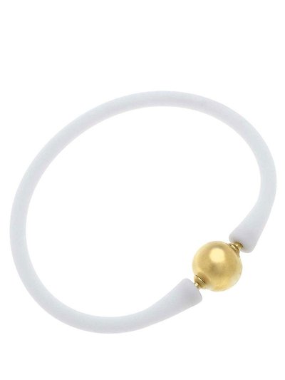 Canvas Style Bali 24K Gold Plated Ball Bead Silicone Children's Bracelet In White product