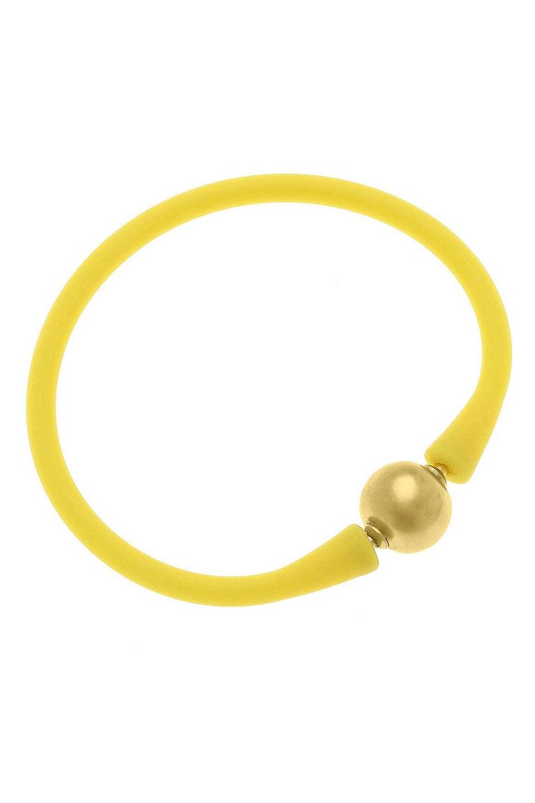 Bali 24K Gold Plated Ball Bead Silicone Children's Bracelet In Yellow - Yellow