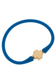 Bali 24K Gold Plated Cross Bead Silicone Bracelet In Blue - Blue
