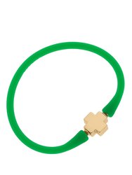 Bali 24K Gold Plated Cross Bead Silicone Bracelet In Green - Green