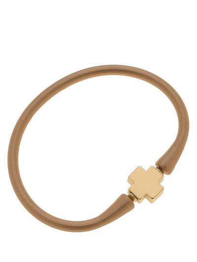 Canvas Style Bali 24K Gold Plated Cross Bead Silicone Bracelet In Metallic Gold product