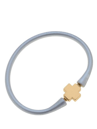 Canvas Style Bali 24K Gold Plated Cross Bead Silicone Bracelet In Metallic Silver product