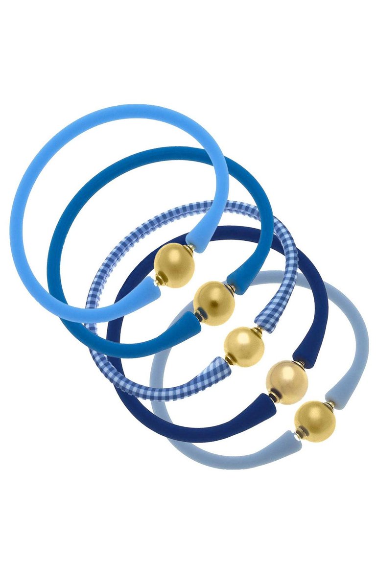 Bali 24K Gold Silicone Bracelet - Aqua, Blue, Blue Gingham, Royal Blue & Blue Grey