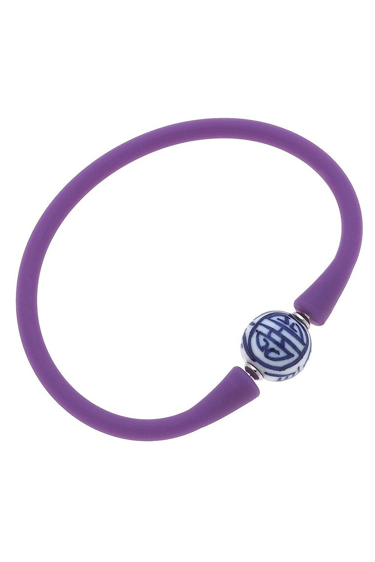 Bali Chinoiserie Bead Silicone Bracelet - Purple