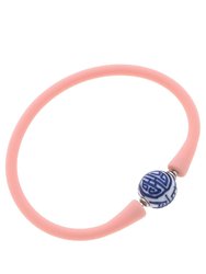 Bali Chinoiserie Bead Silicone Bracelet - Light Pink