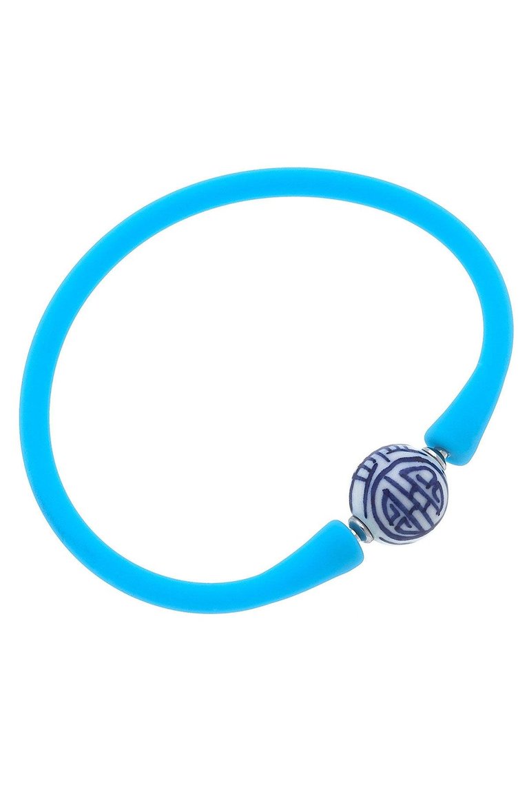 Bali Chinoiserie Bead Silicone Bracelet - Aqua