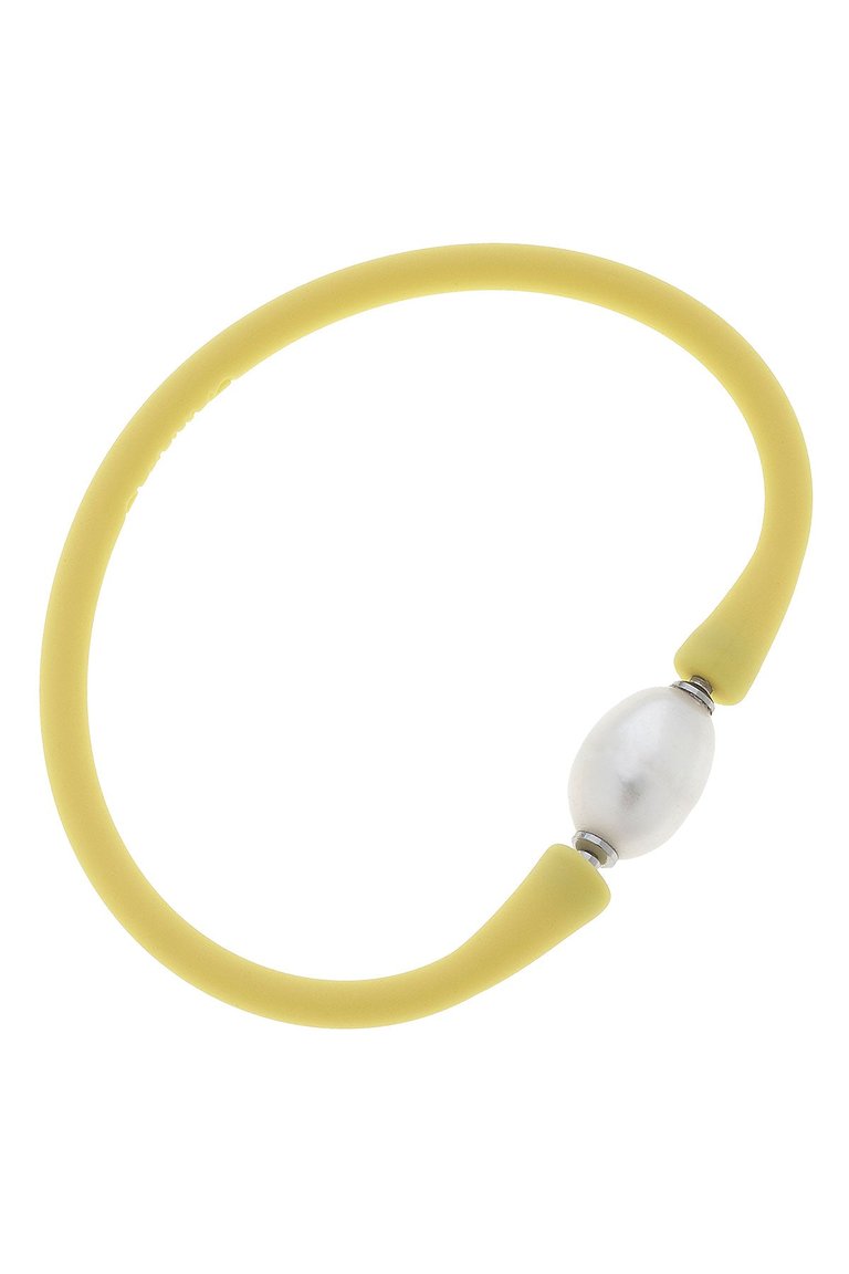 Bali Freshwater Pearl Silicone Bracelet In Canary Yellow - Canary Yellow