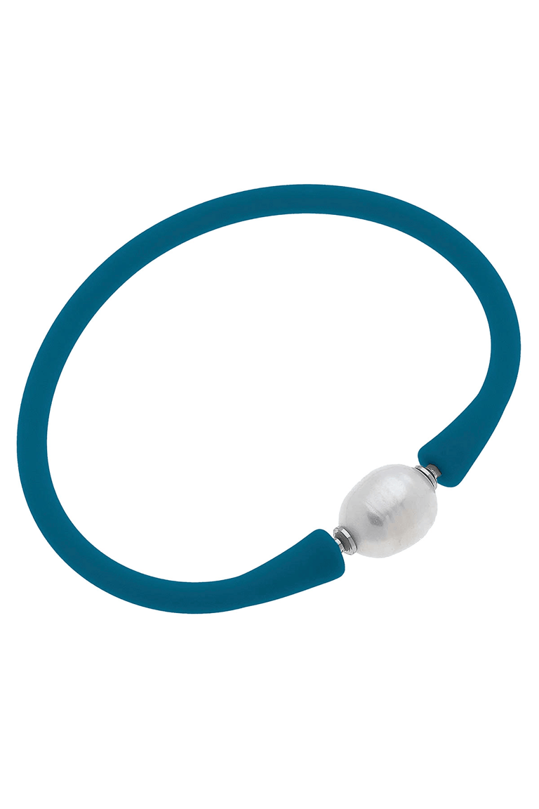 Bali Freshwater Pearl Silicone Bracelet In Midnight Blue - Midnight Blue