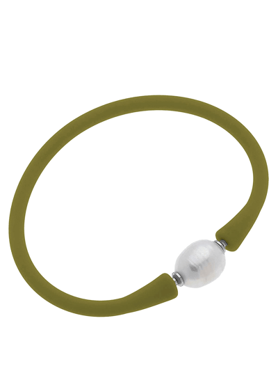 Canvas Style Bali Freshwater Pearl Silicone Bracelet In Olive product