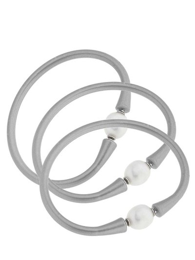 Canvas Style Bali Freshwater Pearl Silicone Bracelet Set of 3 product
