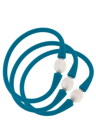 Canvas Style Bali Freshwater Pearl Silicone Bracelet Set of 3 product