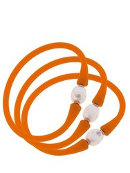 Bali Freshwater Pearl Silicone Bracelet Set of 3  - Orange
